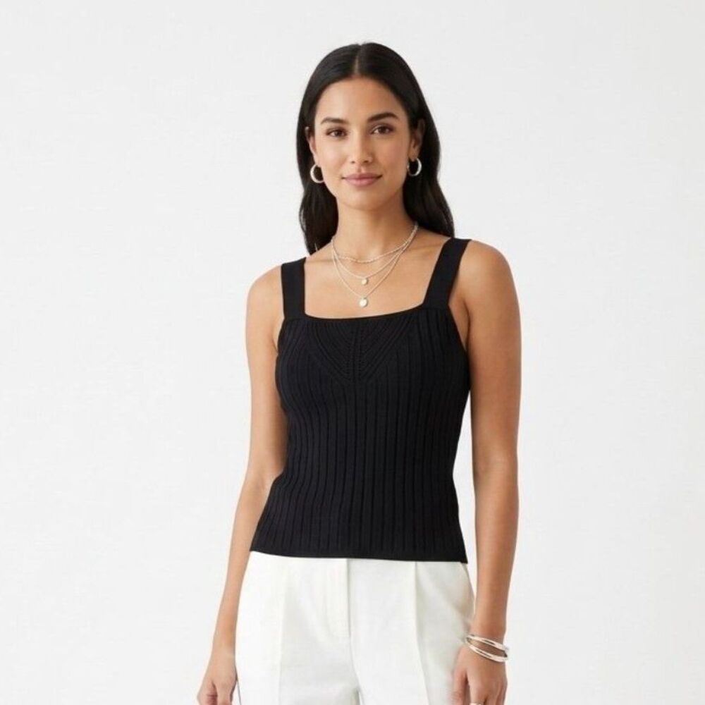 Black Knit Ribbed Tank Top From White House Black Market M